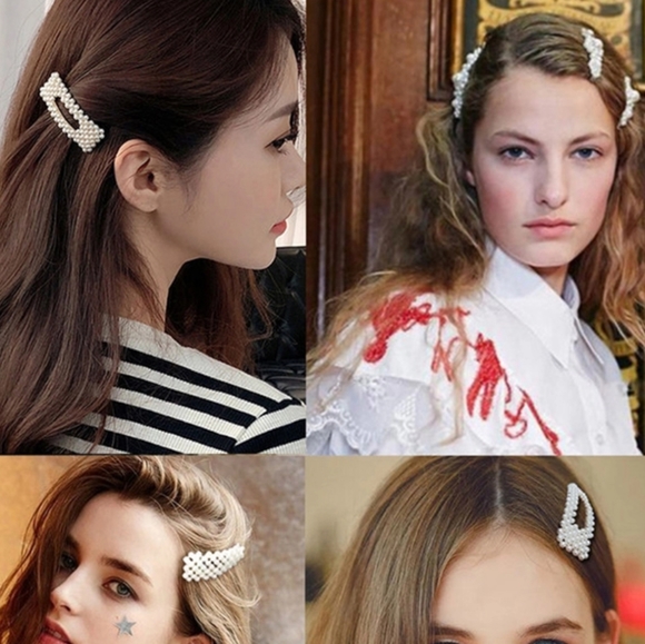 Set of 2 Large Foux Pearl Hair Clips Pins - Picture 3 of 5